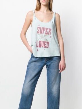 NWT Current Elliott Super Loved The Twisted Tank Top Blue, 4
